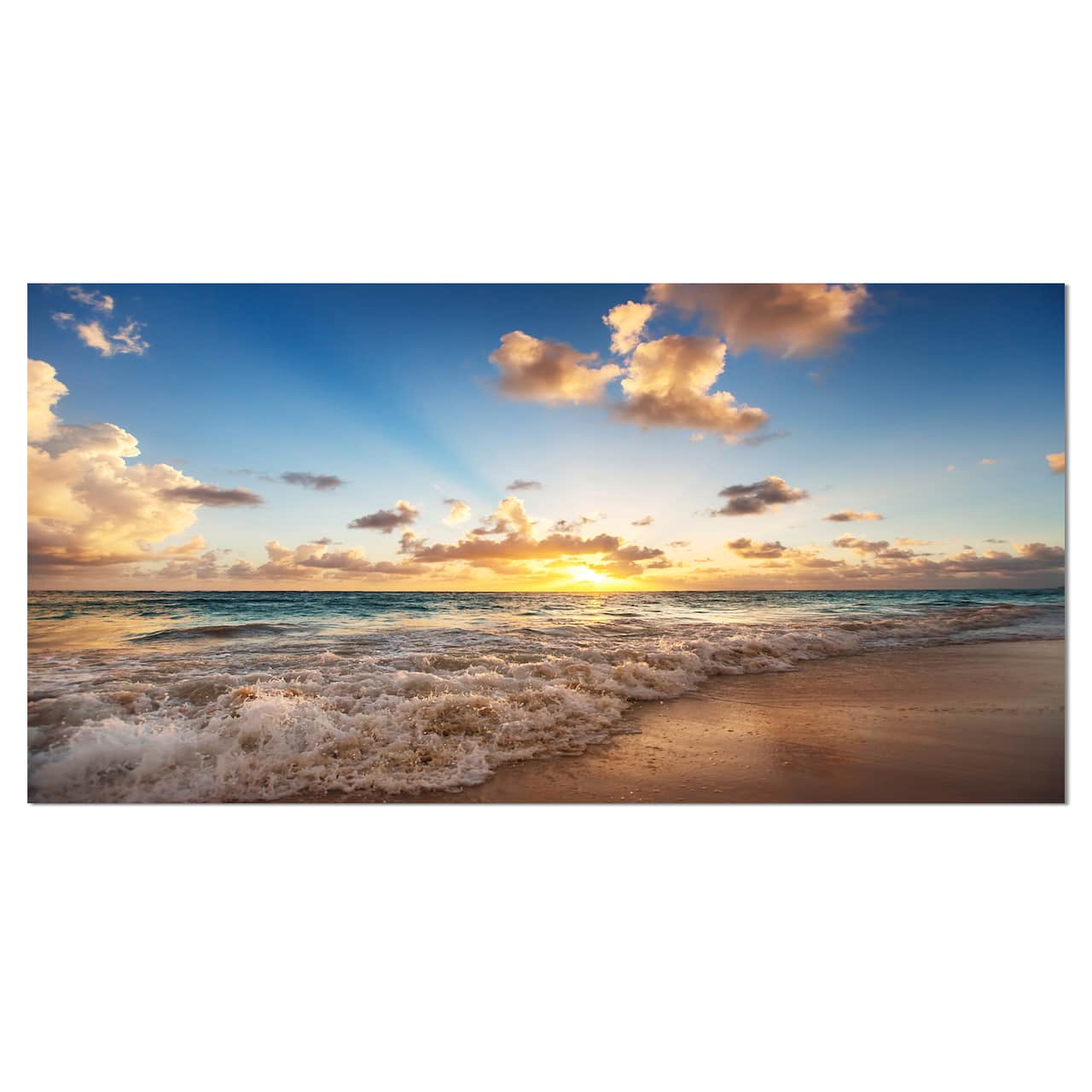 Designart - Sunrise on Beach of Caribbean Sea - Large Seashore Canvas Art Print